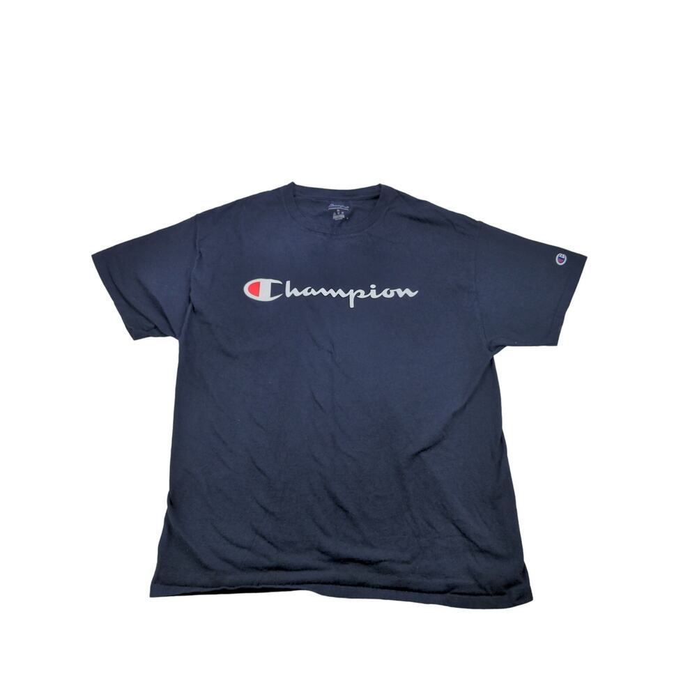 Champion Athleticwear T Shirt Short Sleeve Size XL Blue Graphic Spell Out Logo